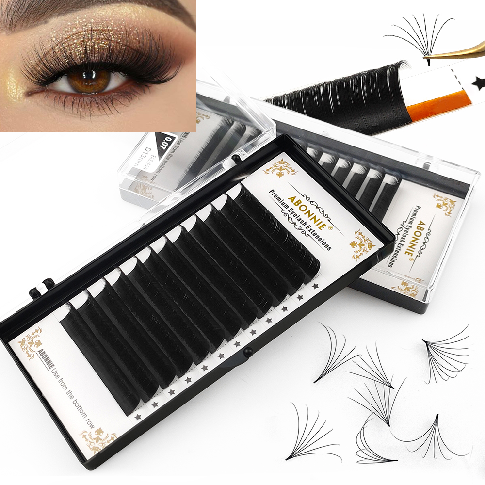 Best of Abonnie 0.03-0.10mm Easy Fan Lashes Mega Volume Fans Eyelash 8-25mm Automatic Flowering Fast Blooming Eyelash Makeup Cilios Reviews & Tips - Image 4