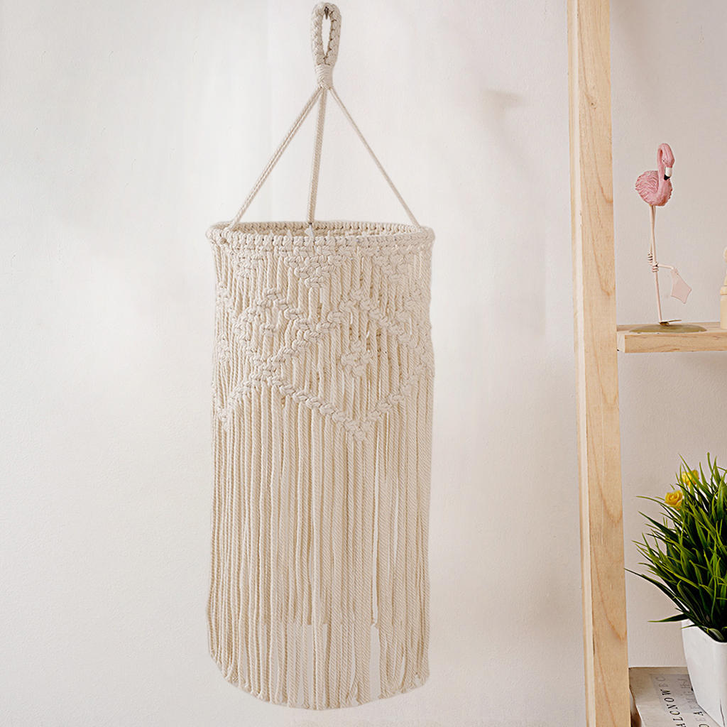 Creative Macrame Chandelier Shade with Long Tassel Art Decor Wall Hanging Craft for Living Room Restaurant Decoration Bedroom
