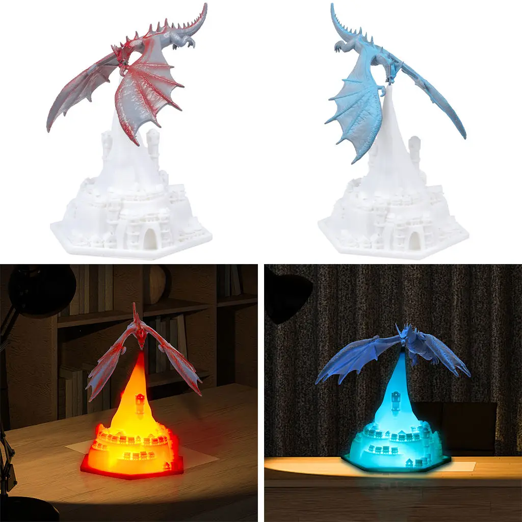 Volcano Dragon for Deaktop Decor 3D Printed LED Fire Dragon Light for Living Room Home Bar Party Wedding