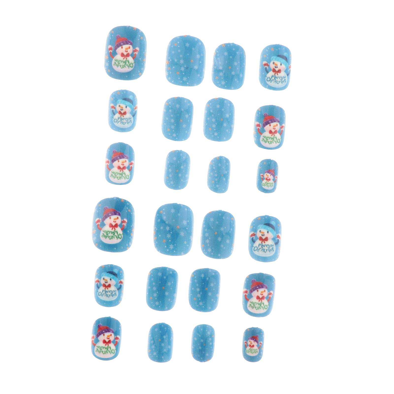 24Pcs False Nail Tips Cute Glitter Decorated Artificial Fake Nails for Christmas Salons Home Art Decoration Children Kids Girls