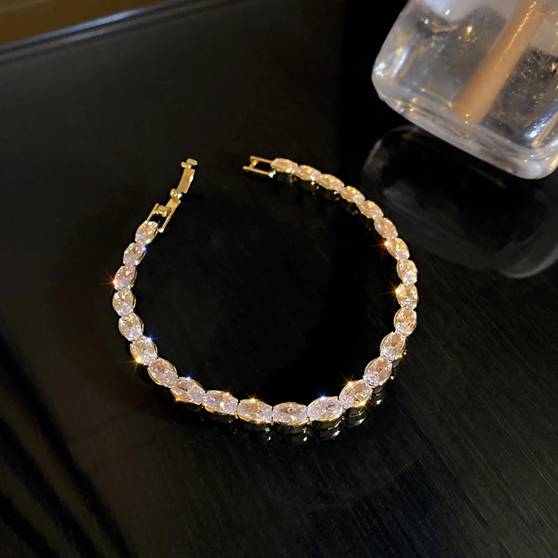 14K gold plated geometric zircon bracelet
