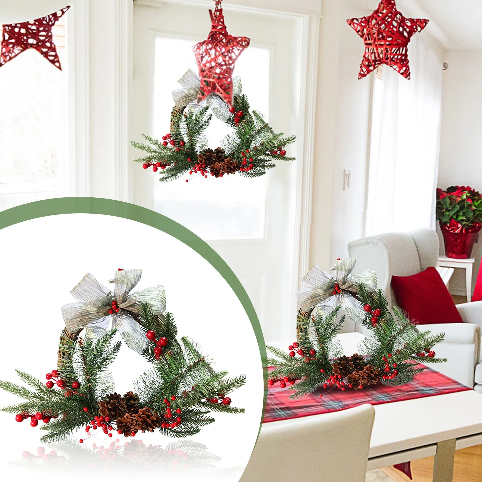 Details about   Christmas Door Wall Hanging Flower Garland Christmas Ornament 