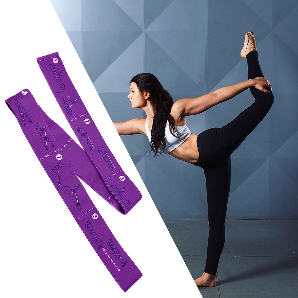 Stretch Strap Fitness 8 Loops Band Pilates Exercise Gymnastics Leg Stretcher