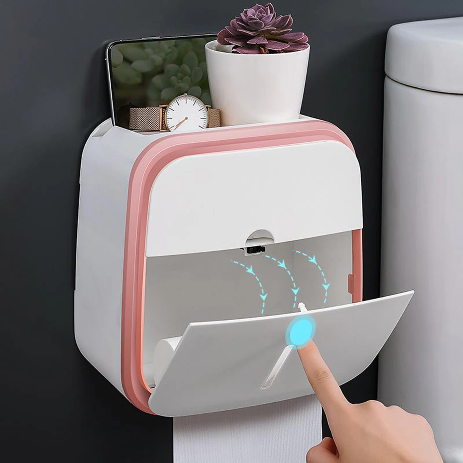 Waterproof Toilet Paper Holder Self Adhesive Bathroom Tissue Box Waterproof