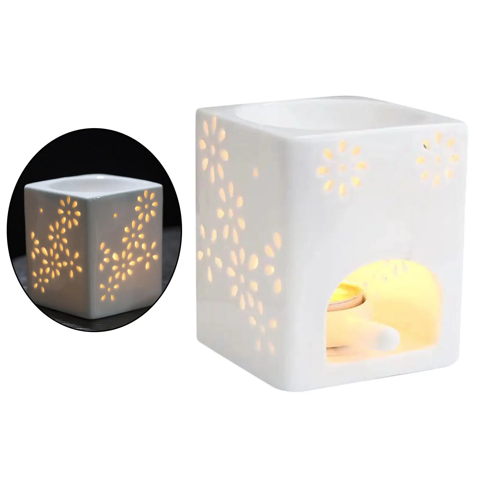 Ceramic Tealight Candle Holder Essential Oil Burner Aroma Diffuser Furnace Home Decoration Romantic White