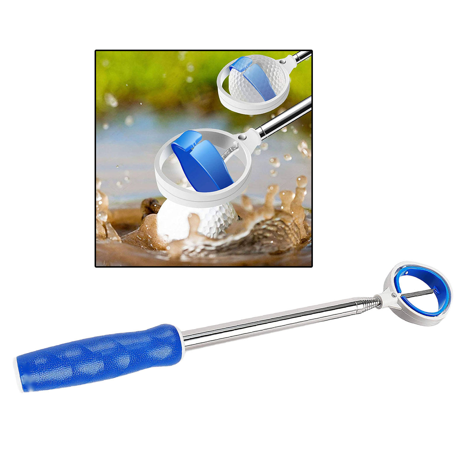 Golf Ballet Folding Telescopic Portable Collection Tool with Suction Cup for Light Retractable Balls
