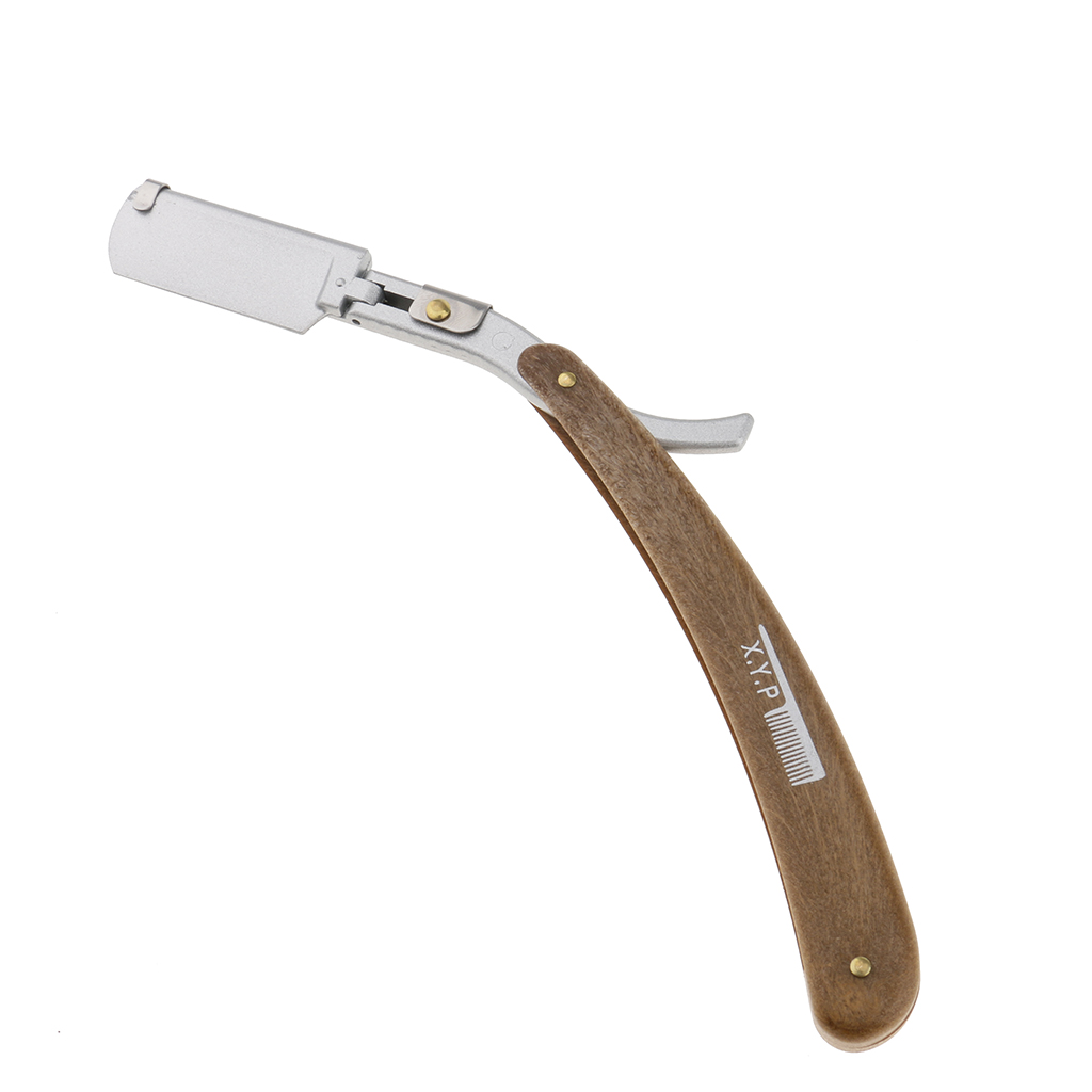 Folding Alloy Wooden Handle Barber Men's Straight Cut Throat Shaving Razors