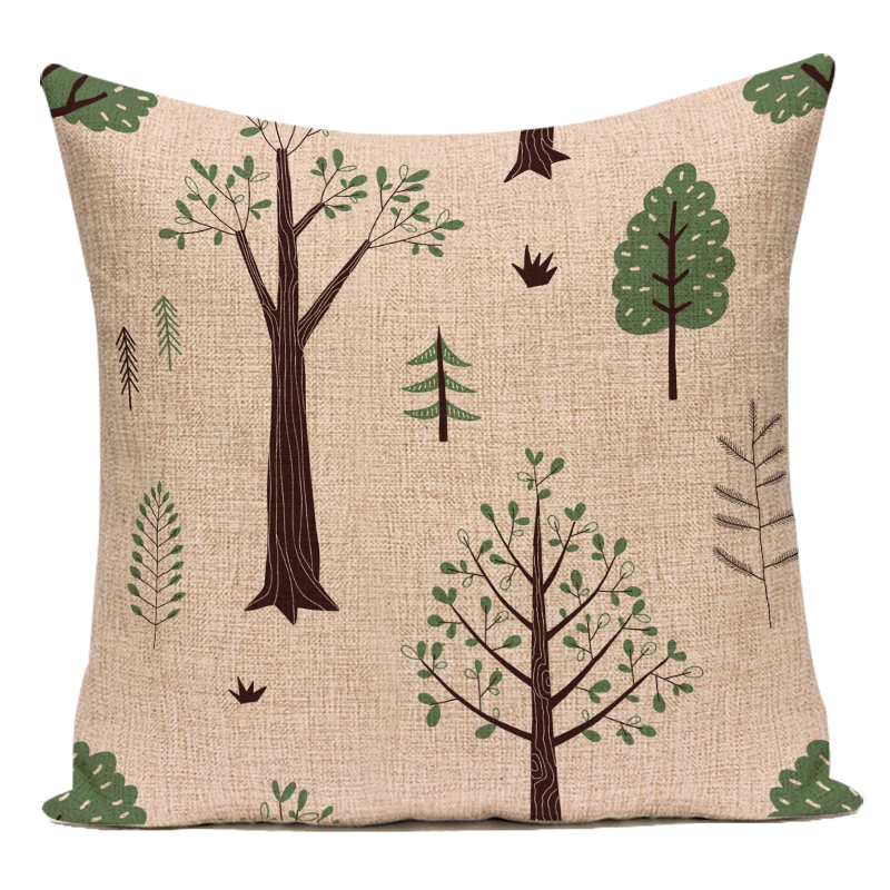 Dekorativer Kissenbezug mit niedlichen Cartoon-Tieren, Blumen, Pflanzen, Polyester-Kissenbezug für Sofa, Zuhause, Wohnzimmer, Dekoration – Detail 6