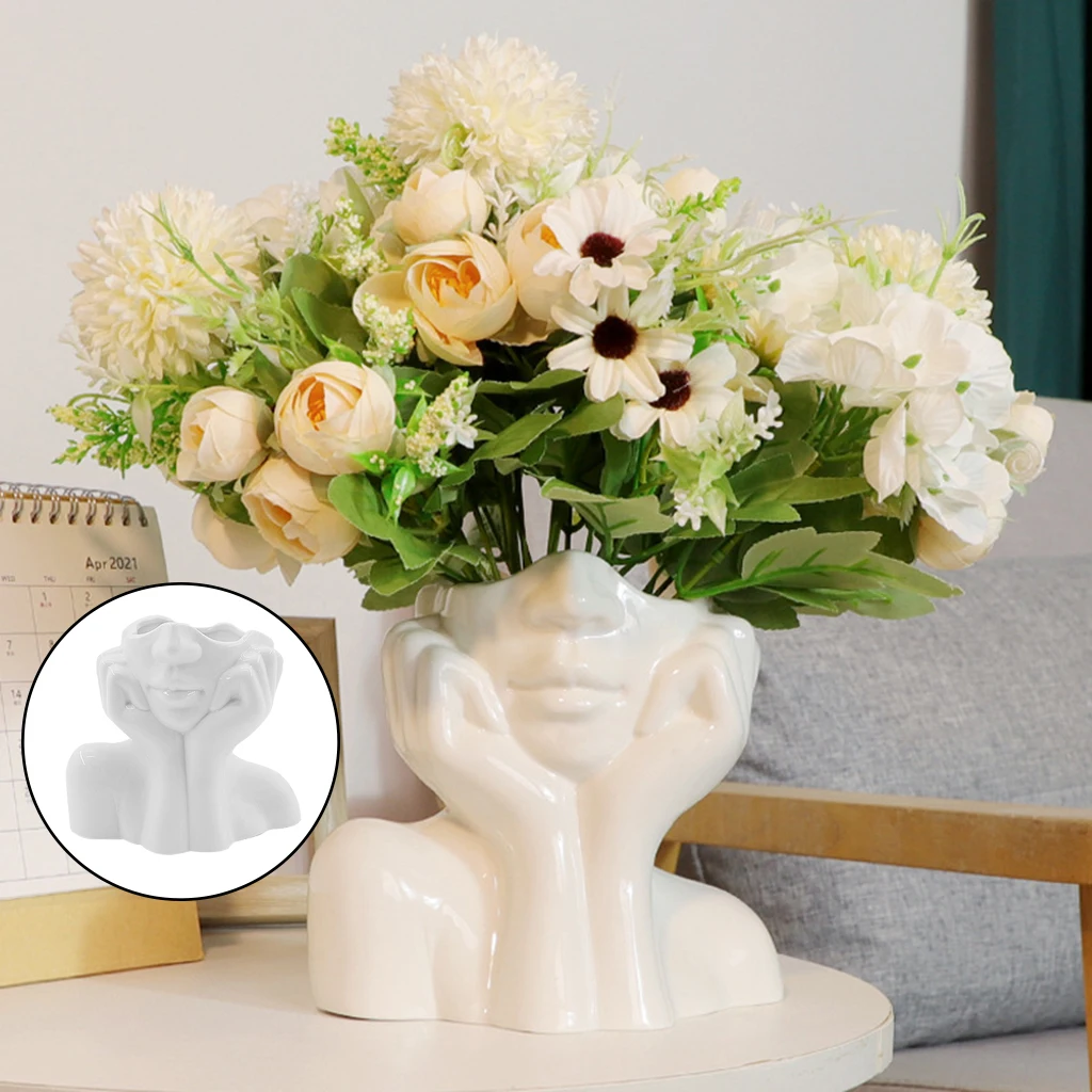 Creative Ceramic Female Form Face Vase Cute Chic Modern Desk Decoration Flower Arrangement