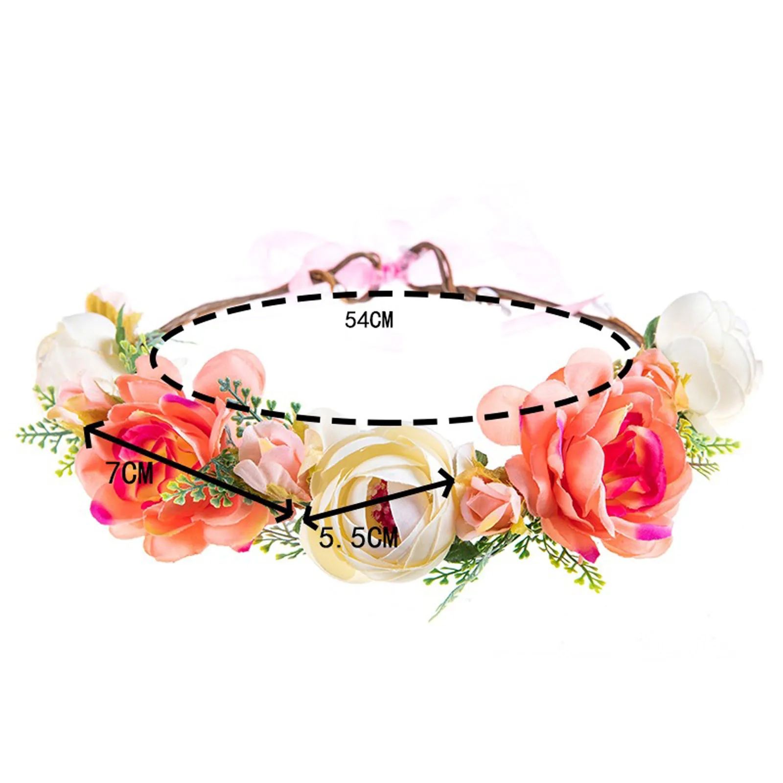 YOMXL Women Flower Headband Bloomy Rose Floral Wreath Crown Wedding Garland Hawaiian Beach Party Headpiece 