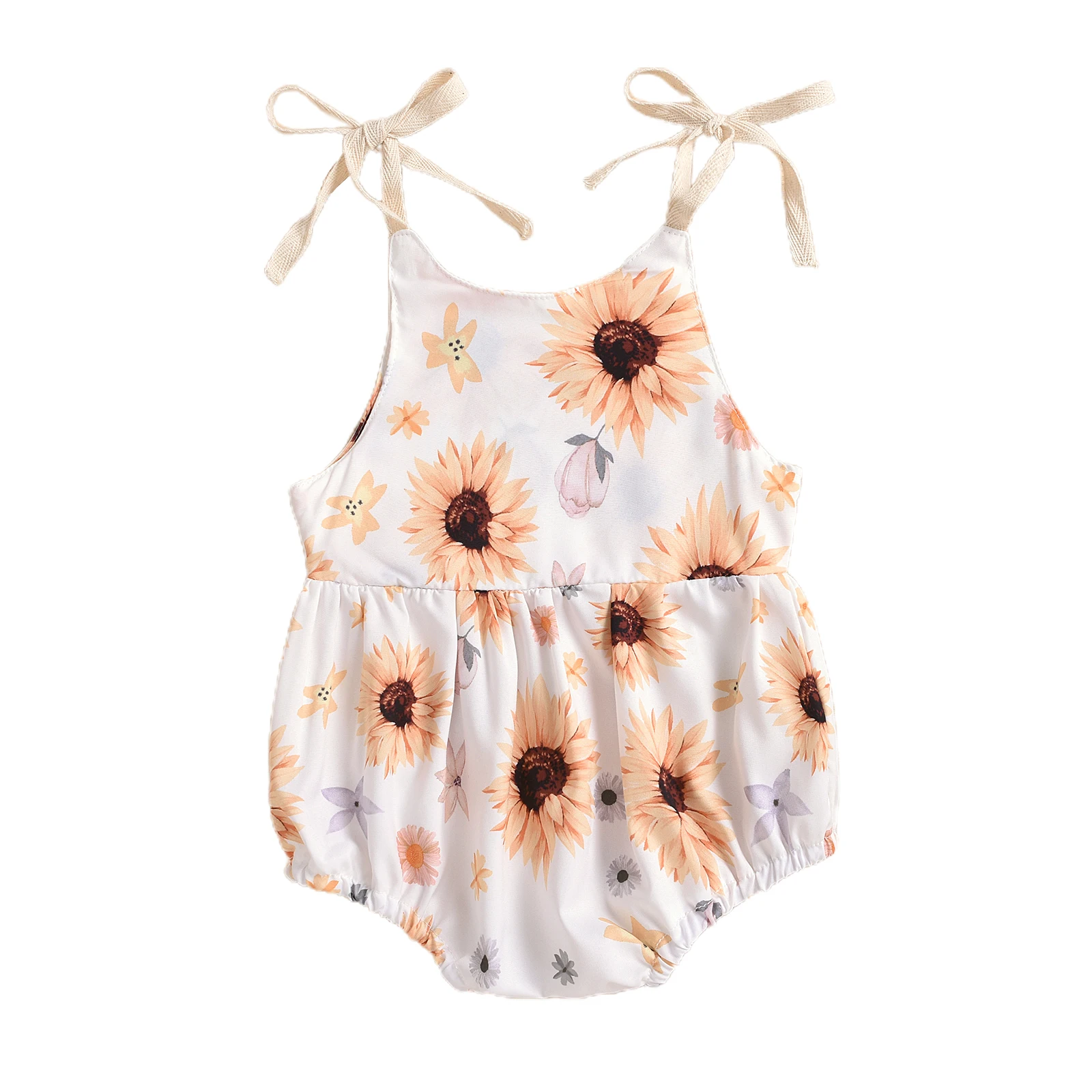 0-24M Newborn Infant Baby Girl Sun Sunflowe Print Sleeveless Romper Jumpsuit Summer Toddler Clothing Baby Bodysuits for girl 