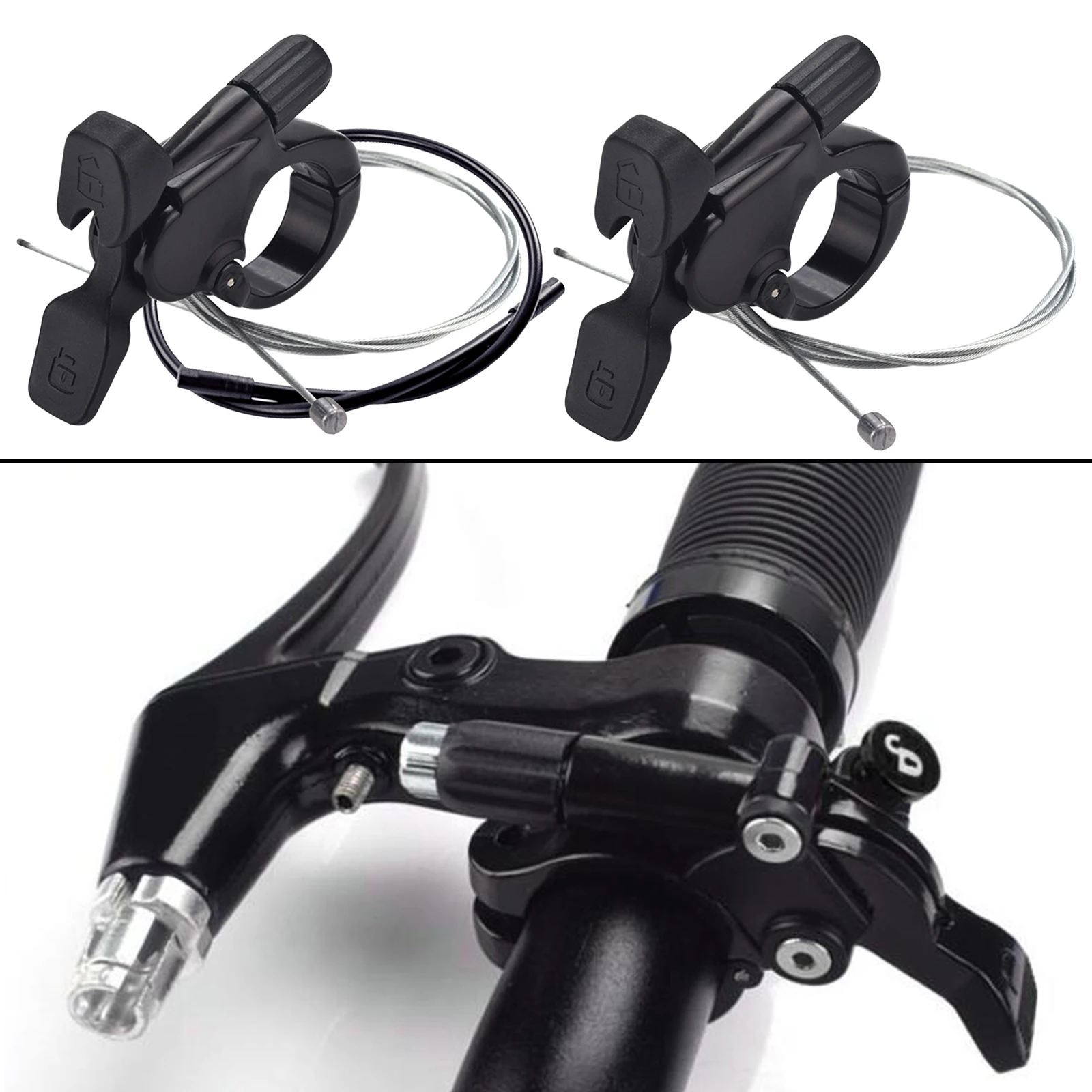 Adjust Bike Front Fork Remote Lockout Lever w/ Cable Aluminum Alloy Road Mountain Bicycle Parts Accessories