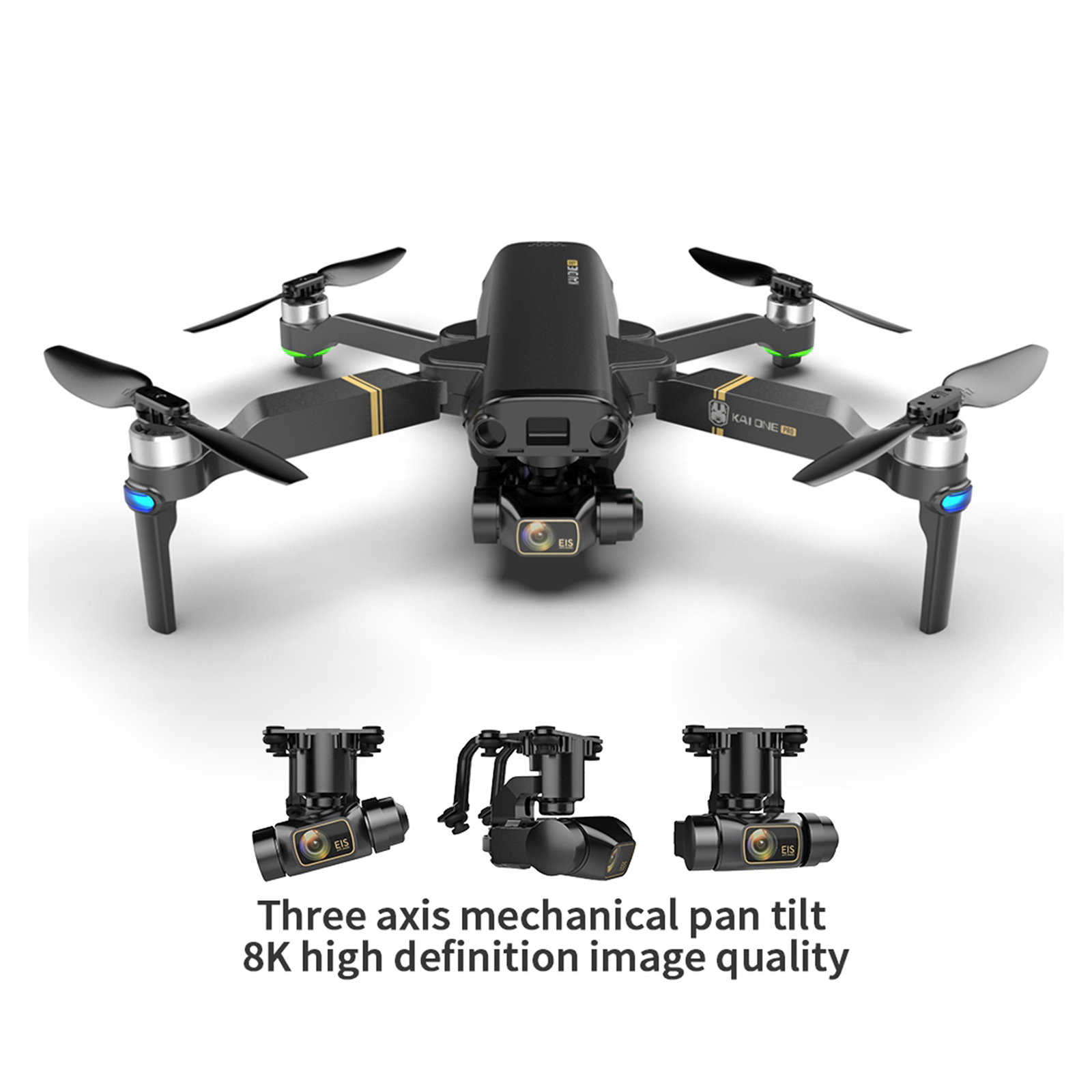 KAI One Pro GPS Drone Foldable FPV RC Quadcopter 3-Axis Gimbal Auto Return Folding RC Drone Quadcopter Aircraft HD Camera