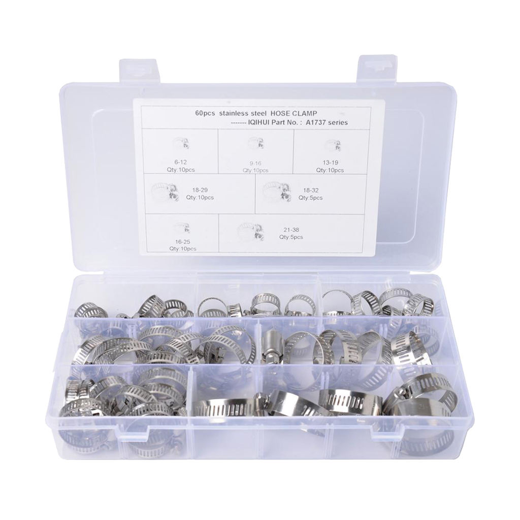 60X Rustproof Stainless Steel Oil Hose Clips Clamp Tubing Clip Clamps 6-38mm