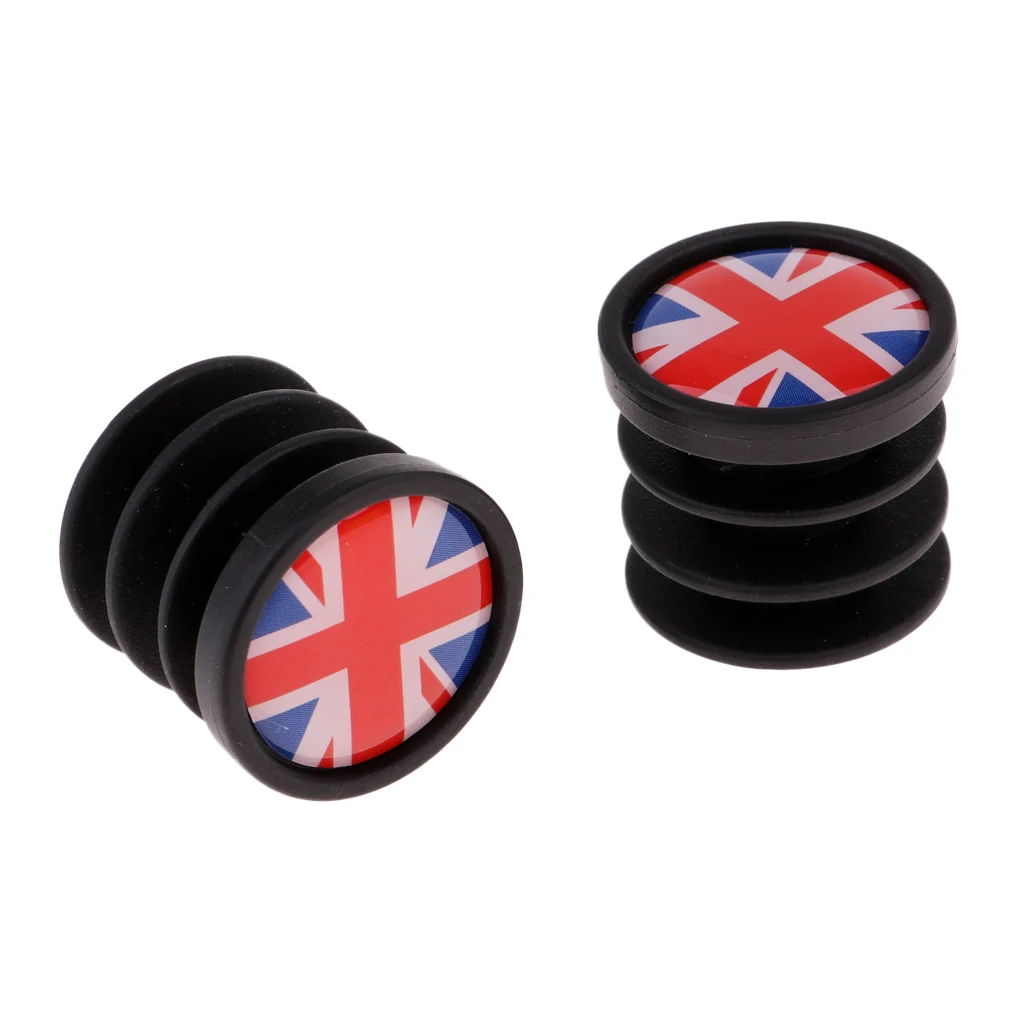 Cycling Bike Handlebar Bar End Plugs Locking Caps Road Bicycle Grip Mountain BMX MTB - 22mm, Pack of 2 - National Flag Design