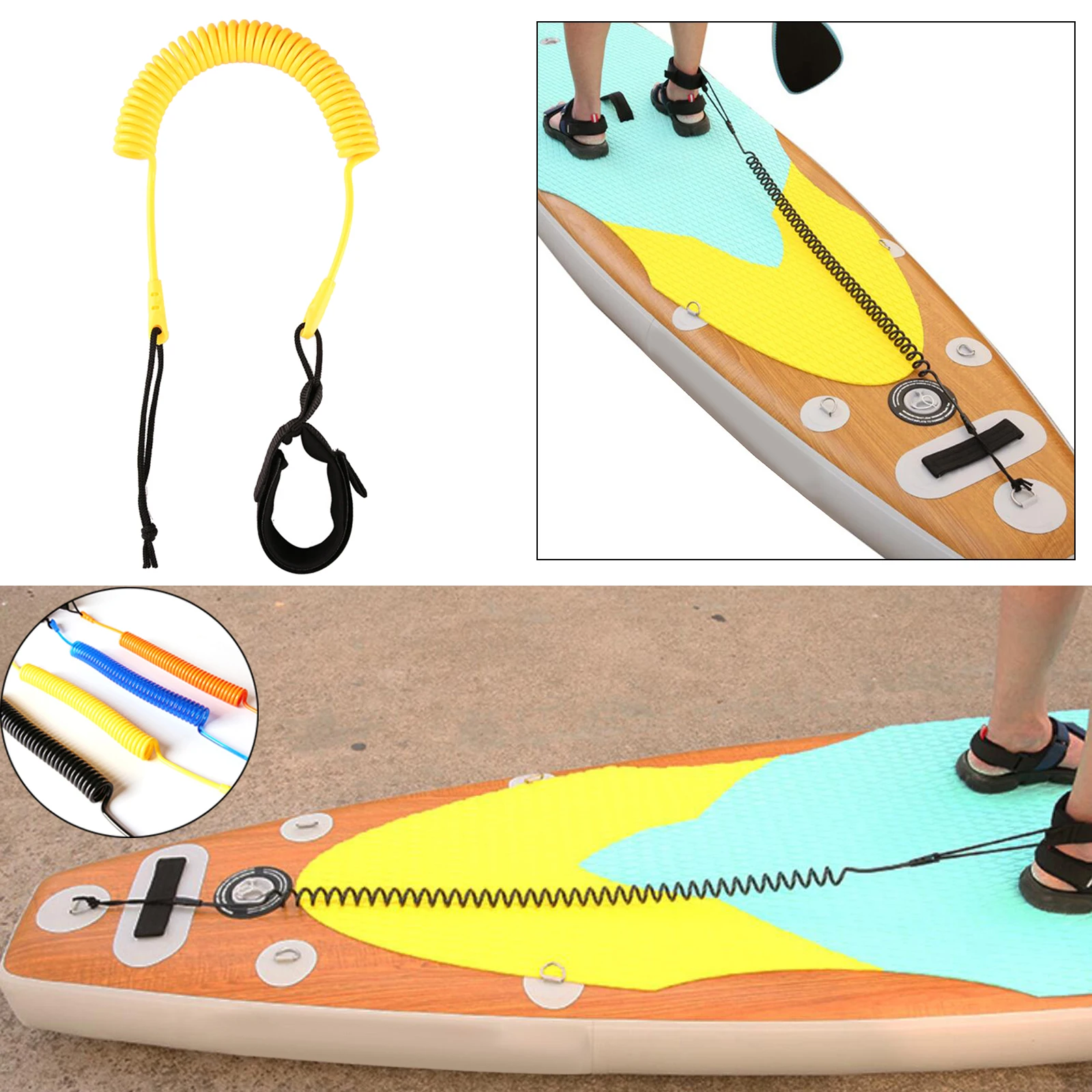 Surfboard Paddle Board Leash Coiled Boat Raft Surfing Ankle Stretch Leg Rope