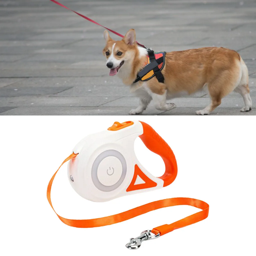 Heavy Duty Luminous Retractable Dog Leash Pets Walking Outdoor Traction Rope 5m