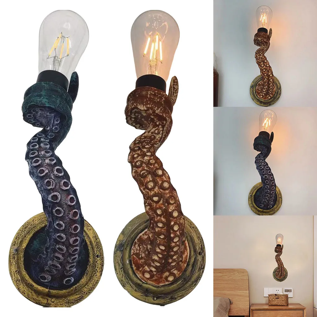 Retro Octopus Electric Light with E27 Bulbs, Tentacle Lamp Wall Sconces Lanterns Home Decor EU Plug