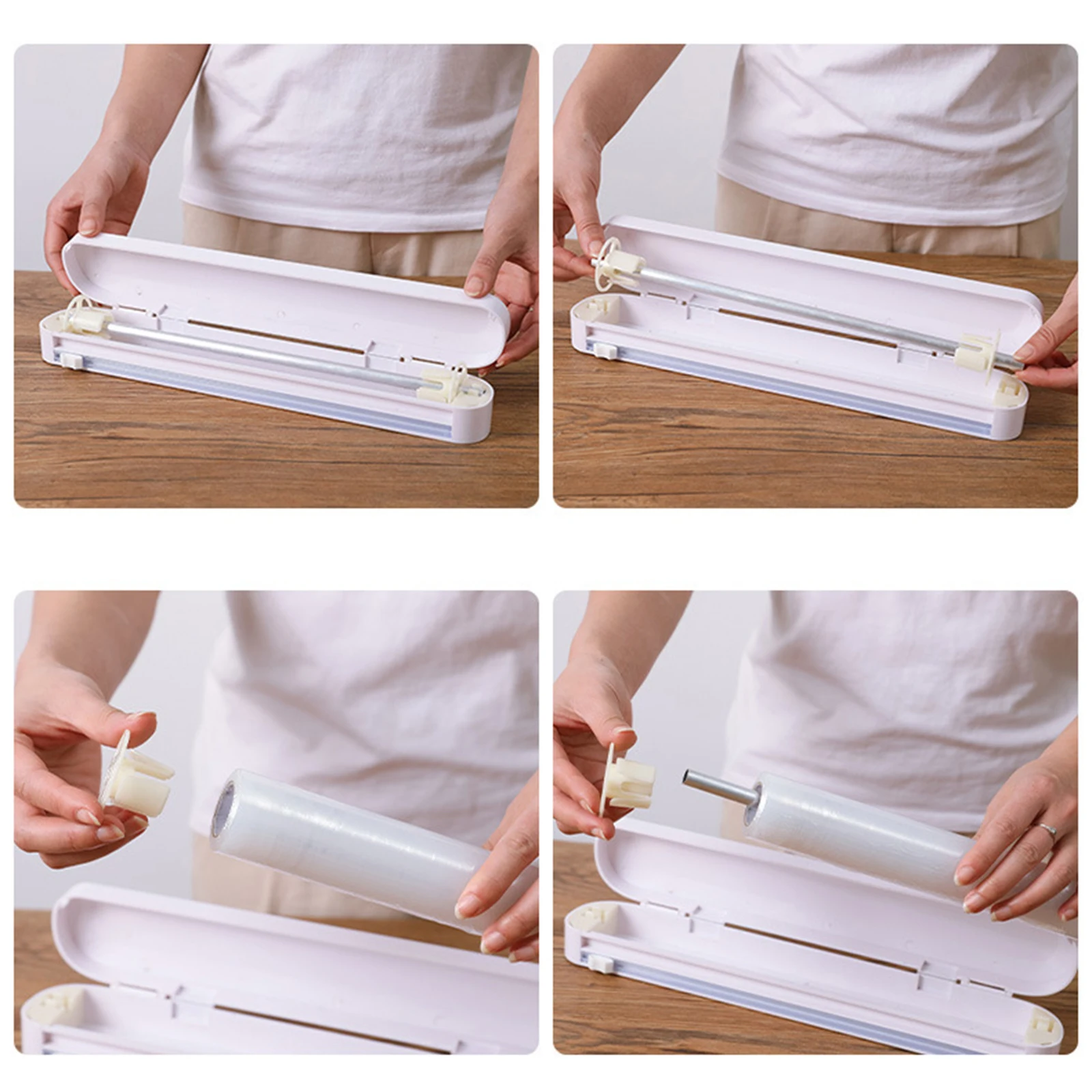 Food Wrap Dispenser Foil Cling Film Cutter Storage Holder Box for Kitchen