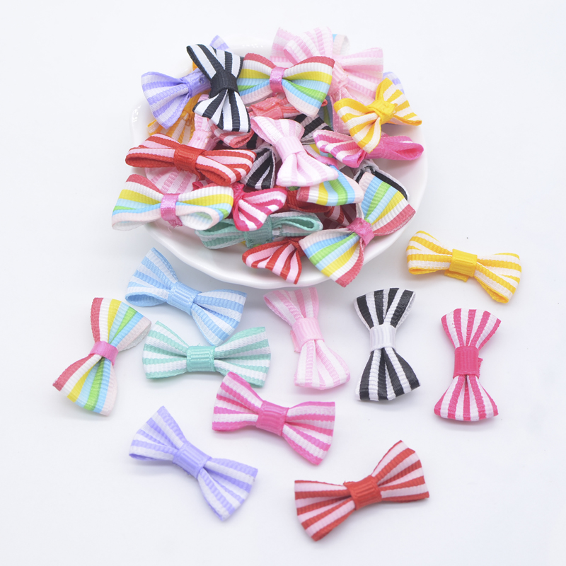 40 Stücke 30*15mm Ripsband Gestreifte Fliege für DIY Kleidung Schuhe Hut Nähen Patches Kopfbedeckung Haarspangen Dekor Zubehör – Detail 1
