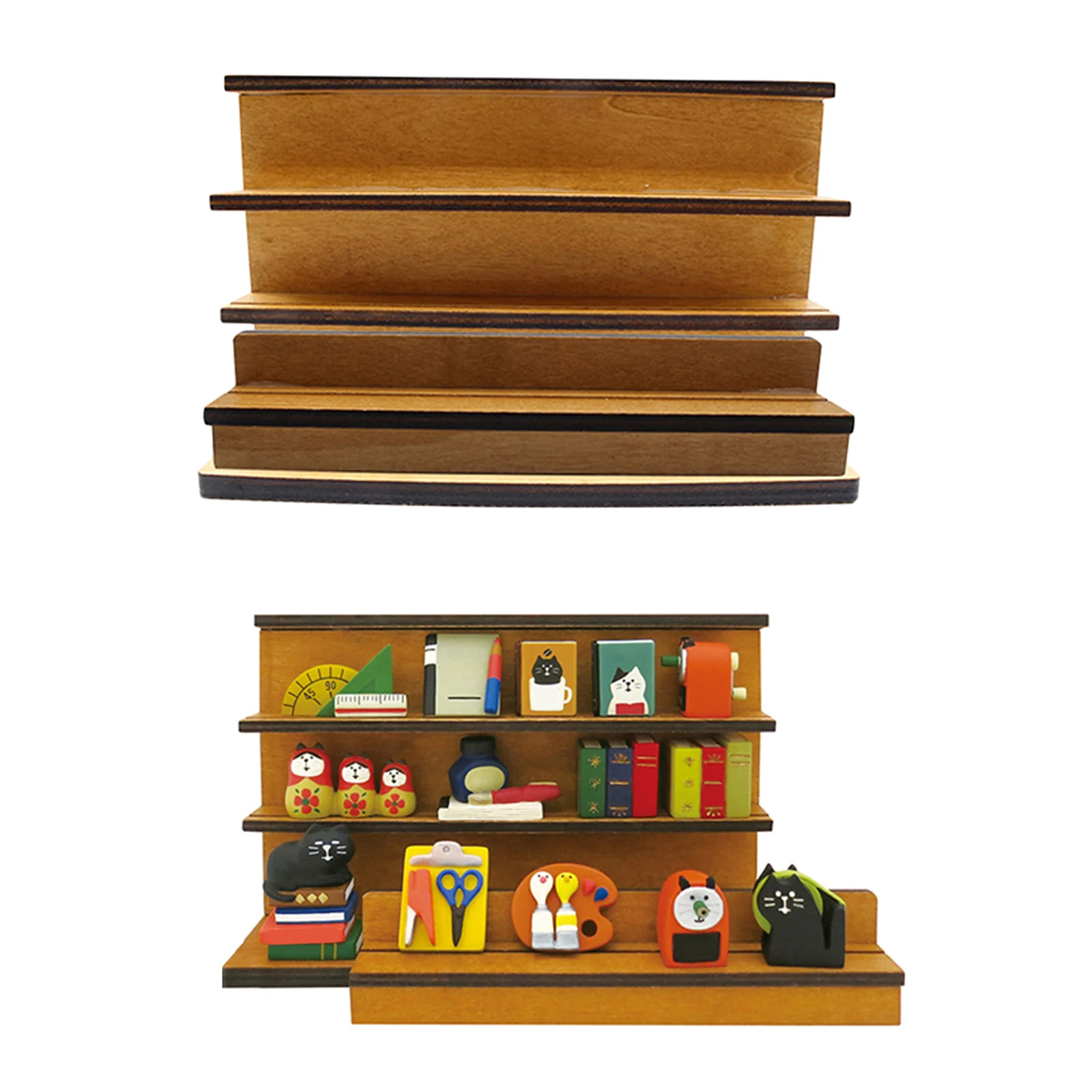 Wooden Display Storage Rack for 12th Dollhouse Furniture Decoration Toys DIY
