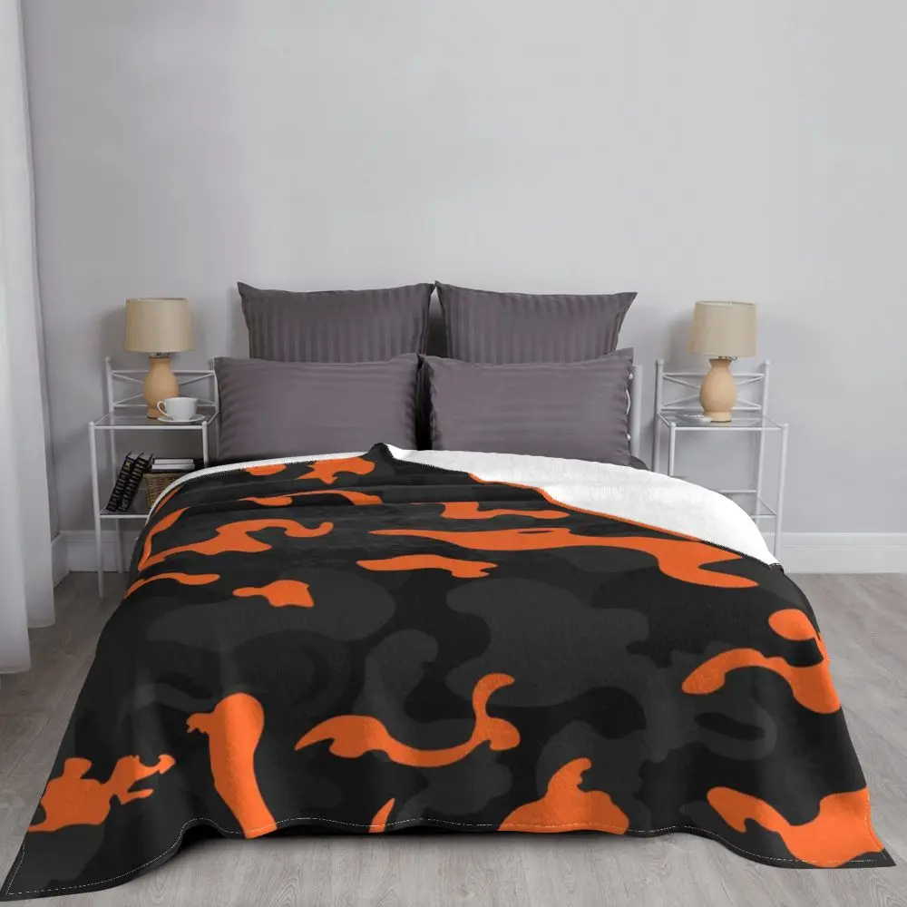 Cobertor camuflado estilo militar, preto, laranja, camuflagem,