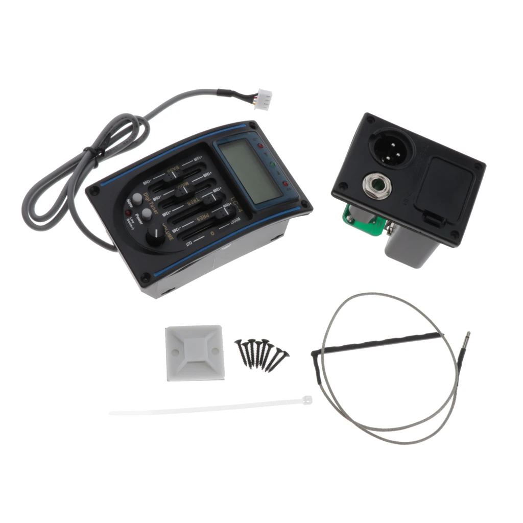 1pc Acoustic Guitar Pickup Pre-Amp Equalizer EQ LC4 4 Band Piezo Pickup Kit