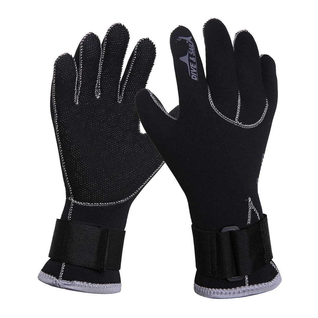 1 Pair 3mm Neoprene Wetsuit Gloves, Keep Warm & Skid-proof Five Finger Gloves