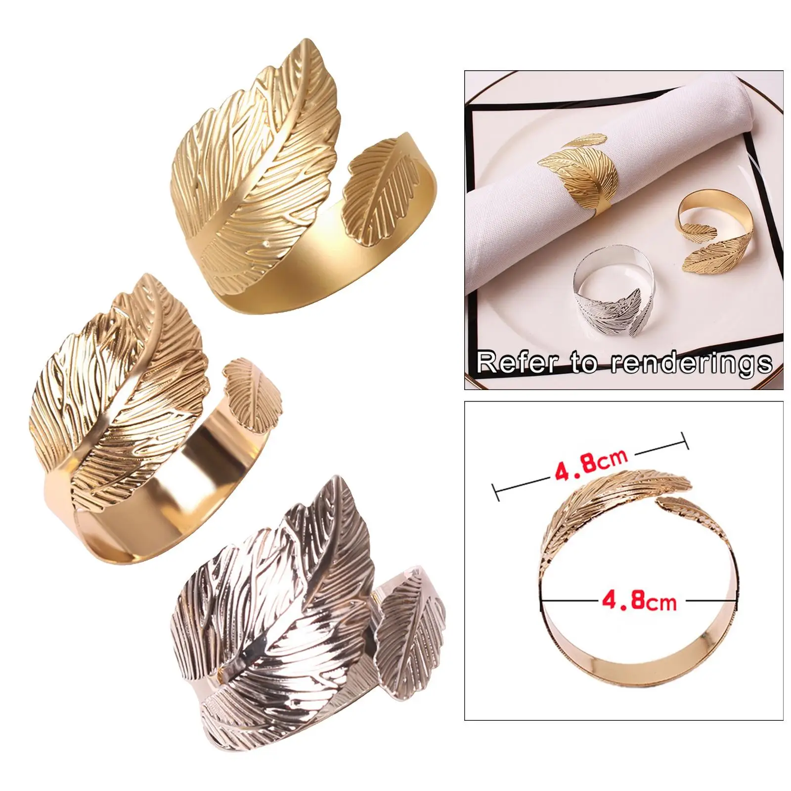4Pcs Leaf Napkin Buckles Crafts Holder Wedding Event Decor Party Supplies Handmade Feather Napkin Rings for Parties Halloween
