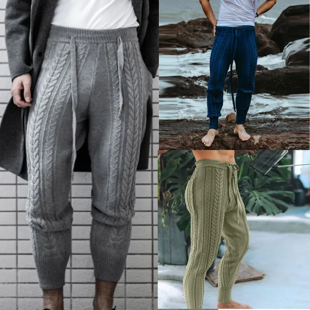 Spring and Autumn Men's Knit Hanging Casual Pants Large Size Loose