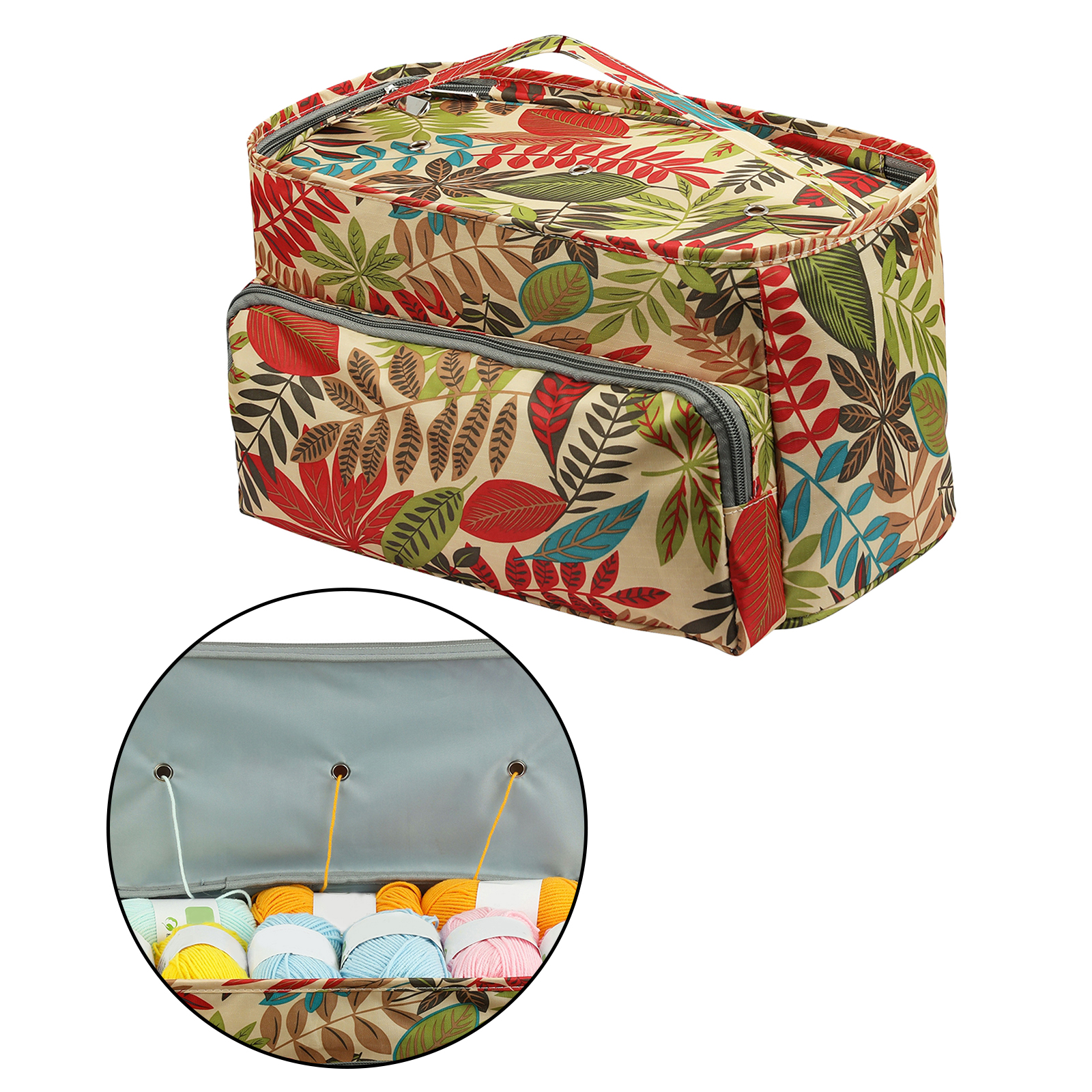 Large Capacity Knitting Bag Tote Bag with Zipper And  for Needles