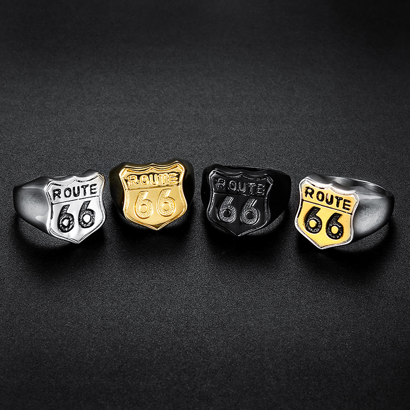 NEUER VINTAGE MOTORBIKE HERRENRINGE EDELSTAHL US ROUTE66 RING FÜR MÄNNER COCKTAIL COOLES SCHMUCKGESCHENK – Detail 1