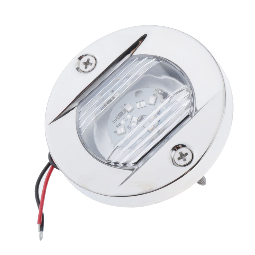 3 Inch Round Marine Clear Lens Blue LED Transom Mount Stern Anchor Navigation Light Lamp Waterproof Stainless Steel - 12V