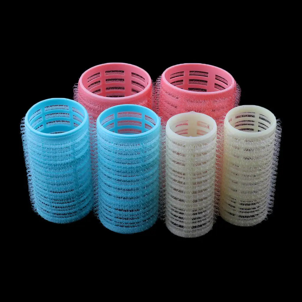 Set of 6 Wire Mesh Self Grip Holding Hair Rollers Pro Salon Hairdressing Curlers S M L for Women Girls