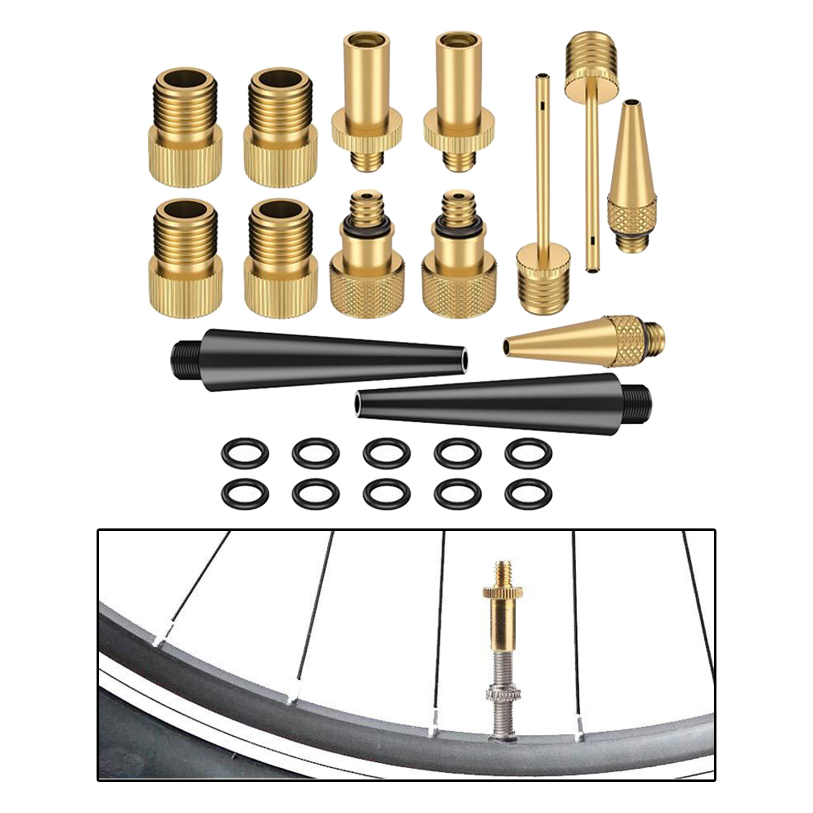 Road Bike Valve Adapter Converter Bicycle Pump Tube Presta To Schrader with Sealing O-Ring Cycle Accessories Needle Converter