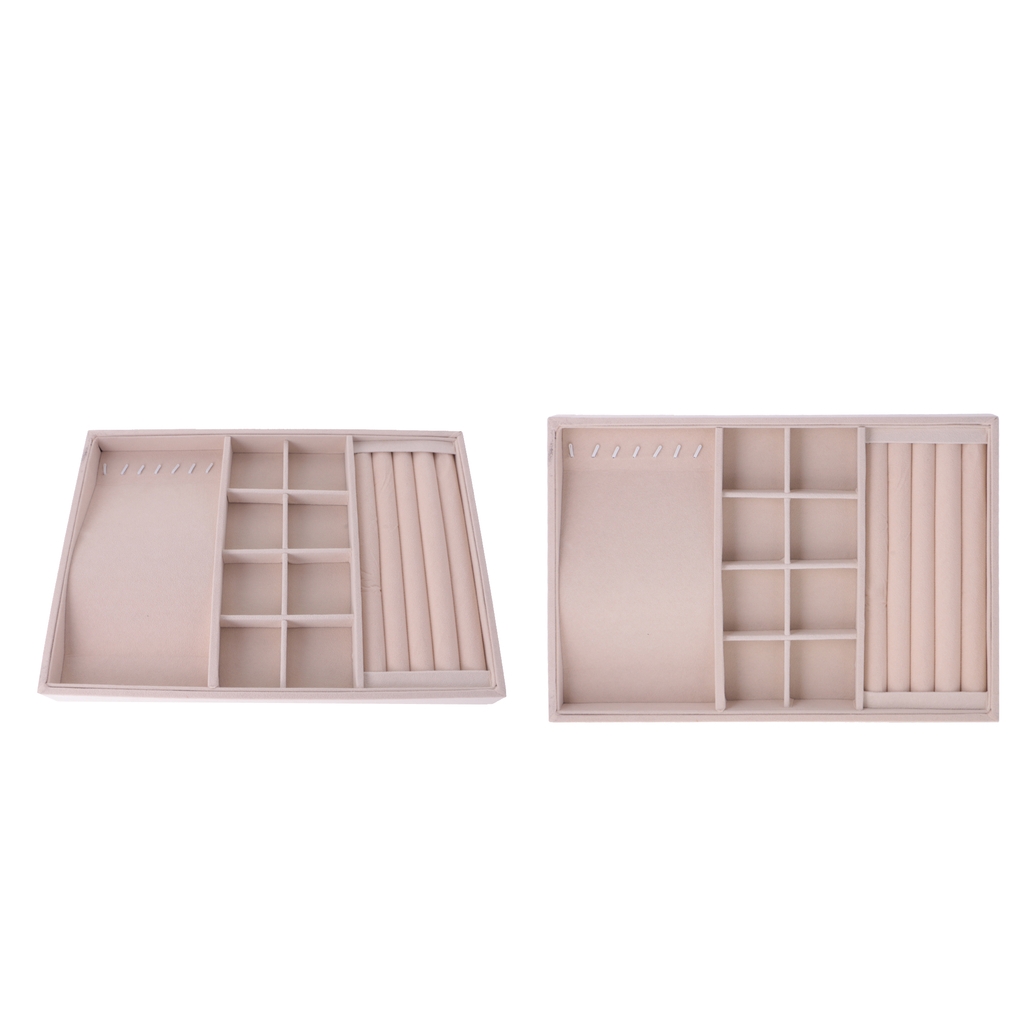 2 x Jewel Ring Earring Necklace Display Organizer Box Tray Storage Showcase