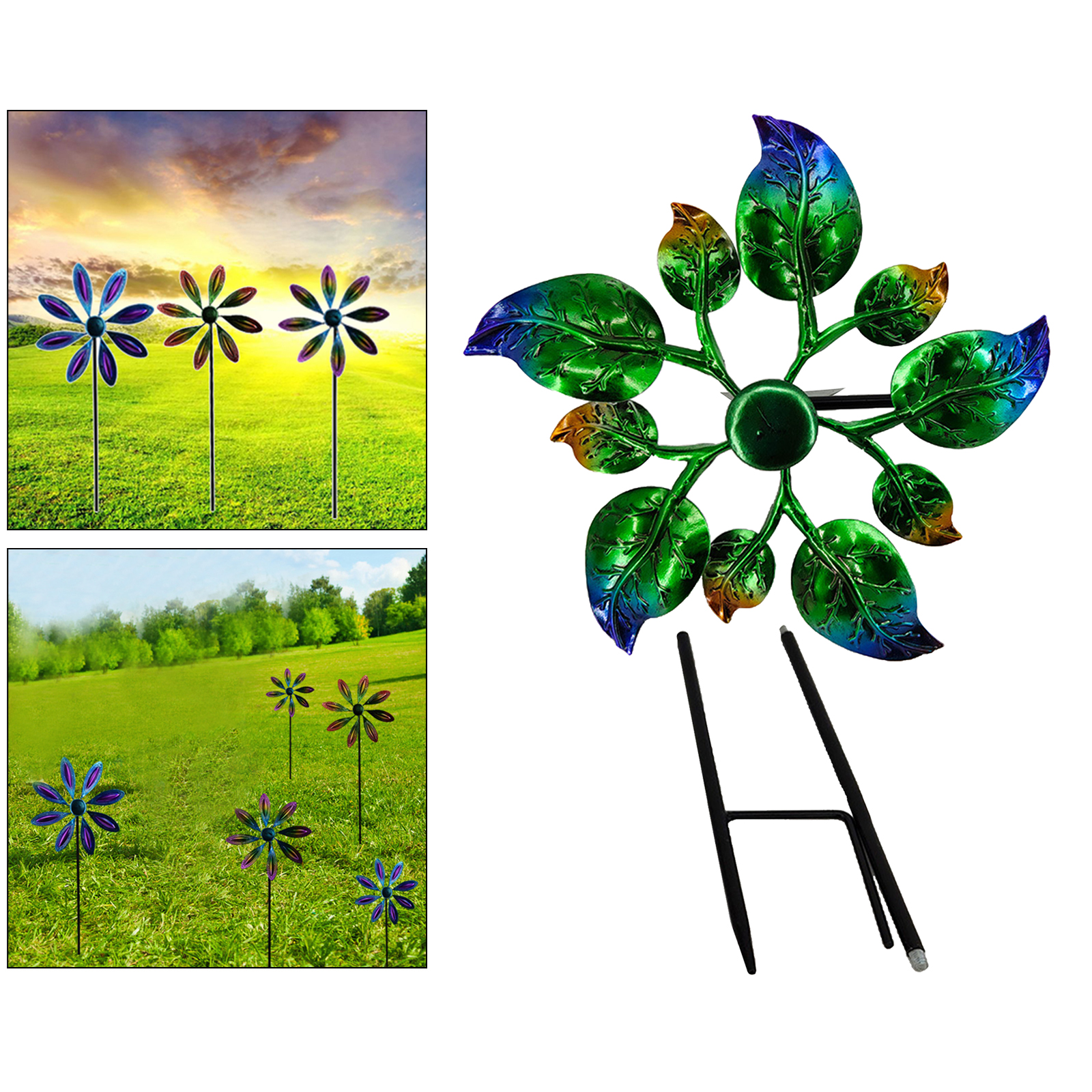 Outdoor Fall Plant Windmill Leaf Stake Garden Yard Patio Decor Art Craft