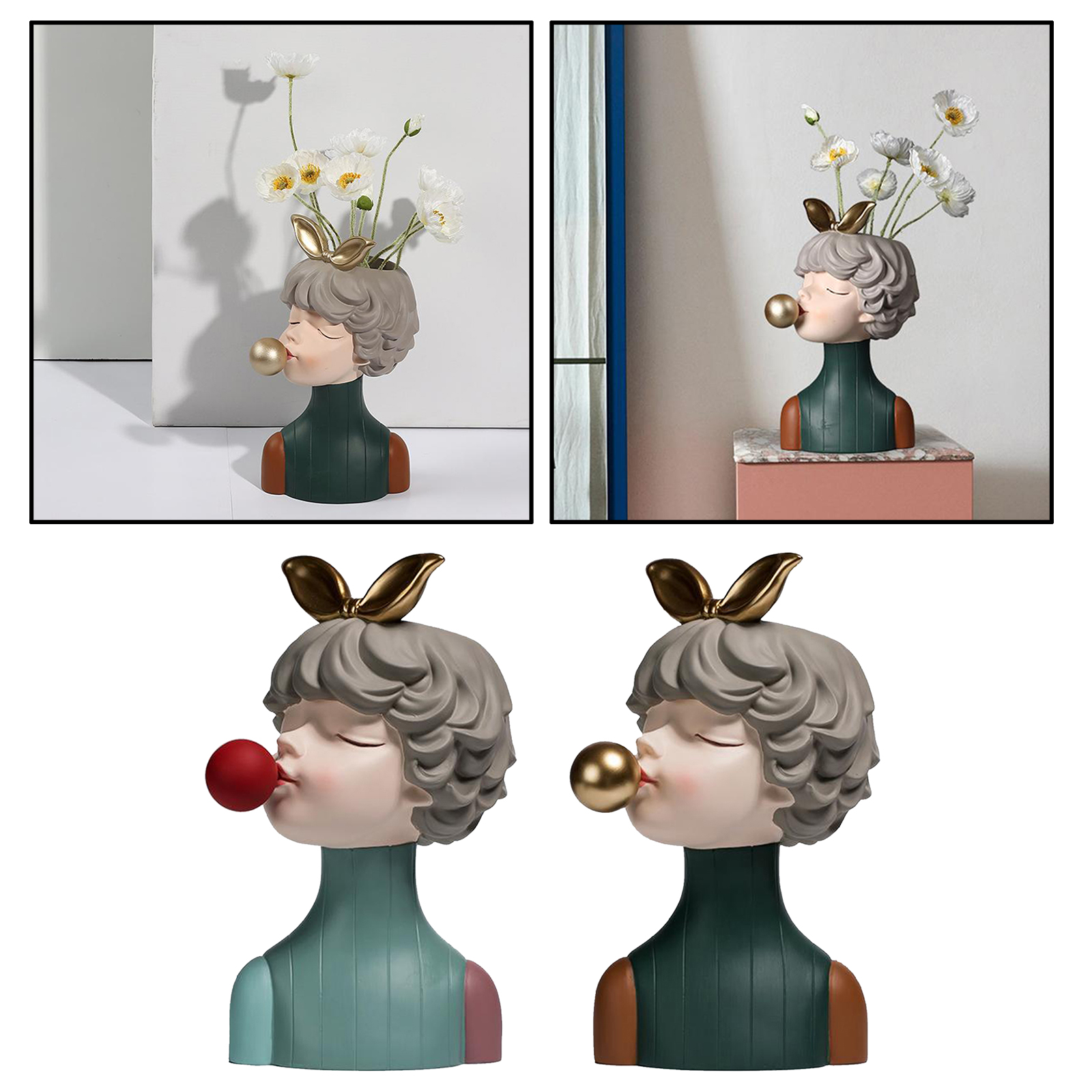 Adorável soprando bolhas menina flor vaso plantador