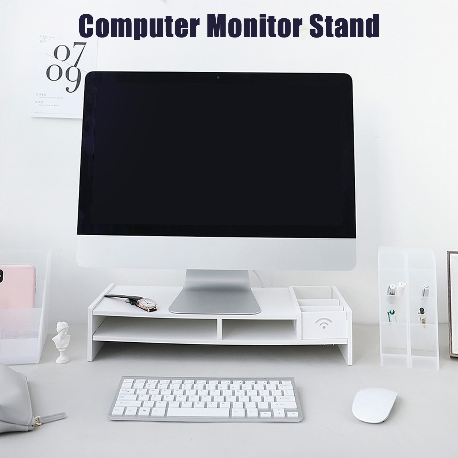 Suporte para Notebook Prateleira de Madeira Organizador 2 Suporte p/ monitor