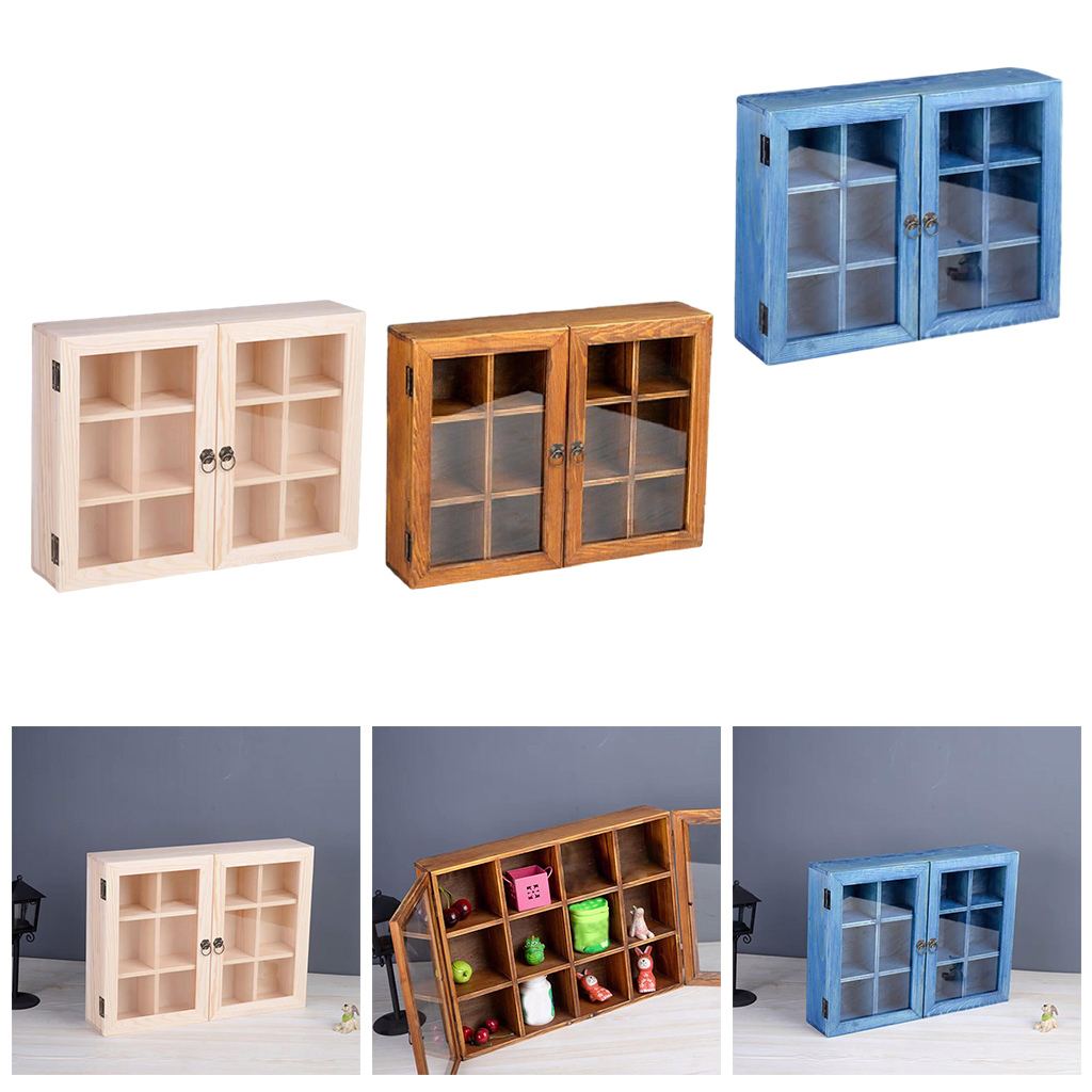 Wood Display Cabinet Dolls Display Cabinet Desktop Table Organizer Display Case Organizer Storage Box Display Storage Case