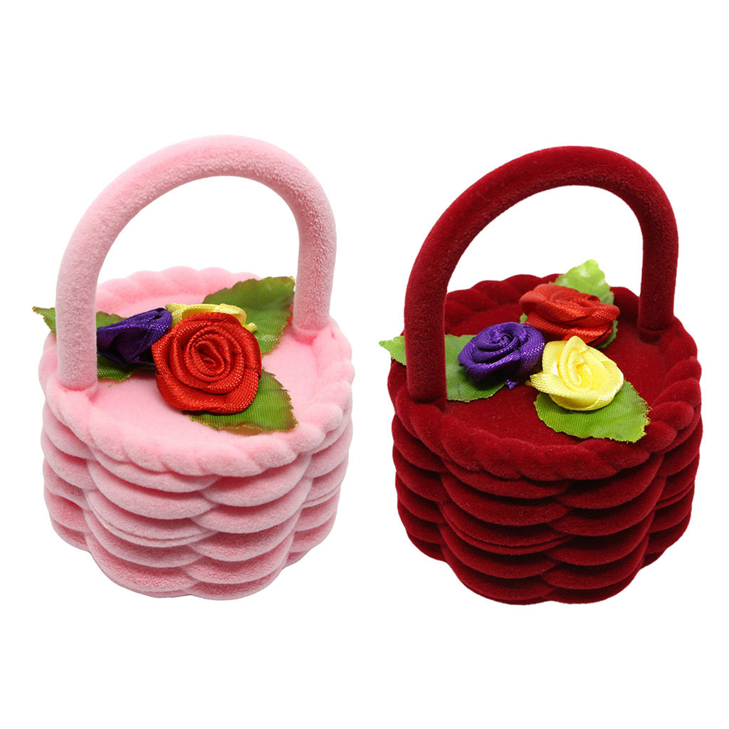 Special Flower Basket Shape Gift Box Velvet  Box Display Jewelry Box