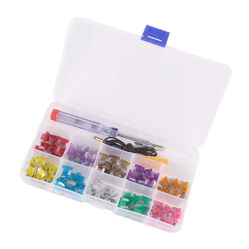 100x Micro Mini Blade Fuse Assorted 3/4/5/7.5/10/15/20/25/30/35A + Test Pen