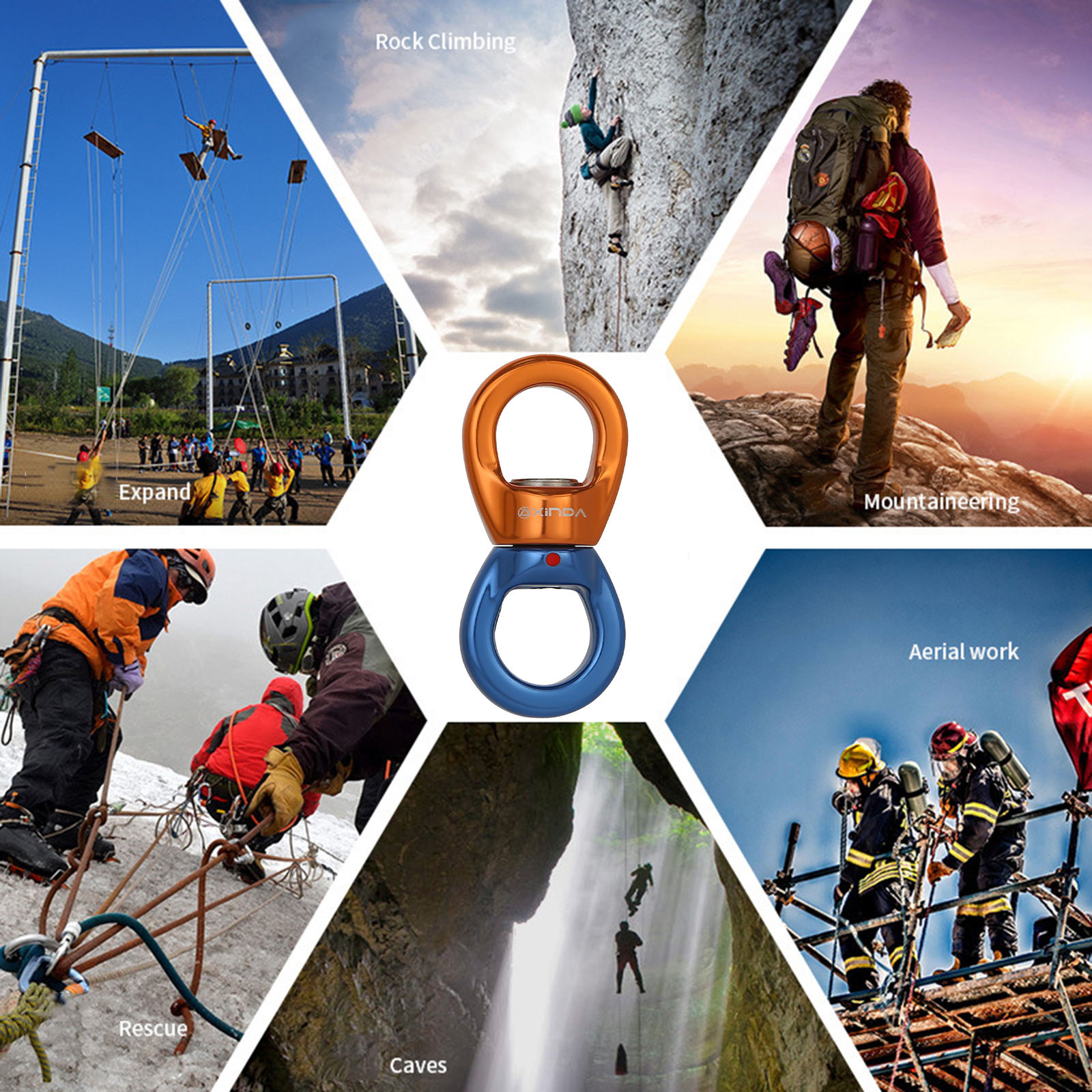 35KN Swing Swivel Rotor Connector Safest Rotational Device ing Accessory for Rock Climbing Mountaineering Rappelling 