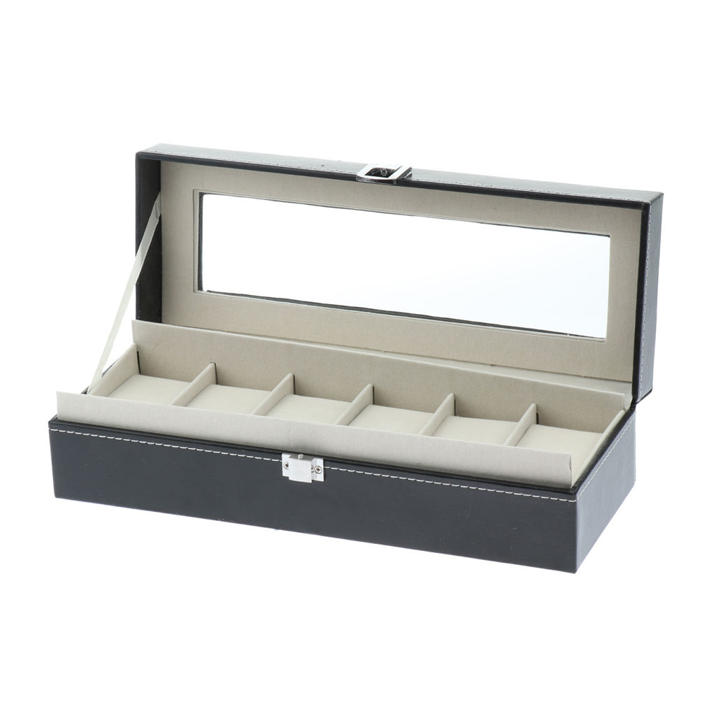 Stylish 6 Slot PU Leather Watch Box Display Case Professional Holder Organizer for Clock Watches Home Decor Watch Box Case