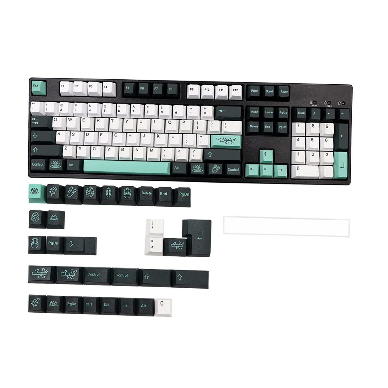 137-Key PBT Plastic Garden Theme Keycaps Keyset Double Shot Switches for Cherry MX 87 104 Keys Mechanical Keyboards Gaming