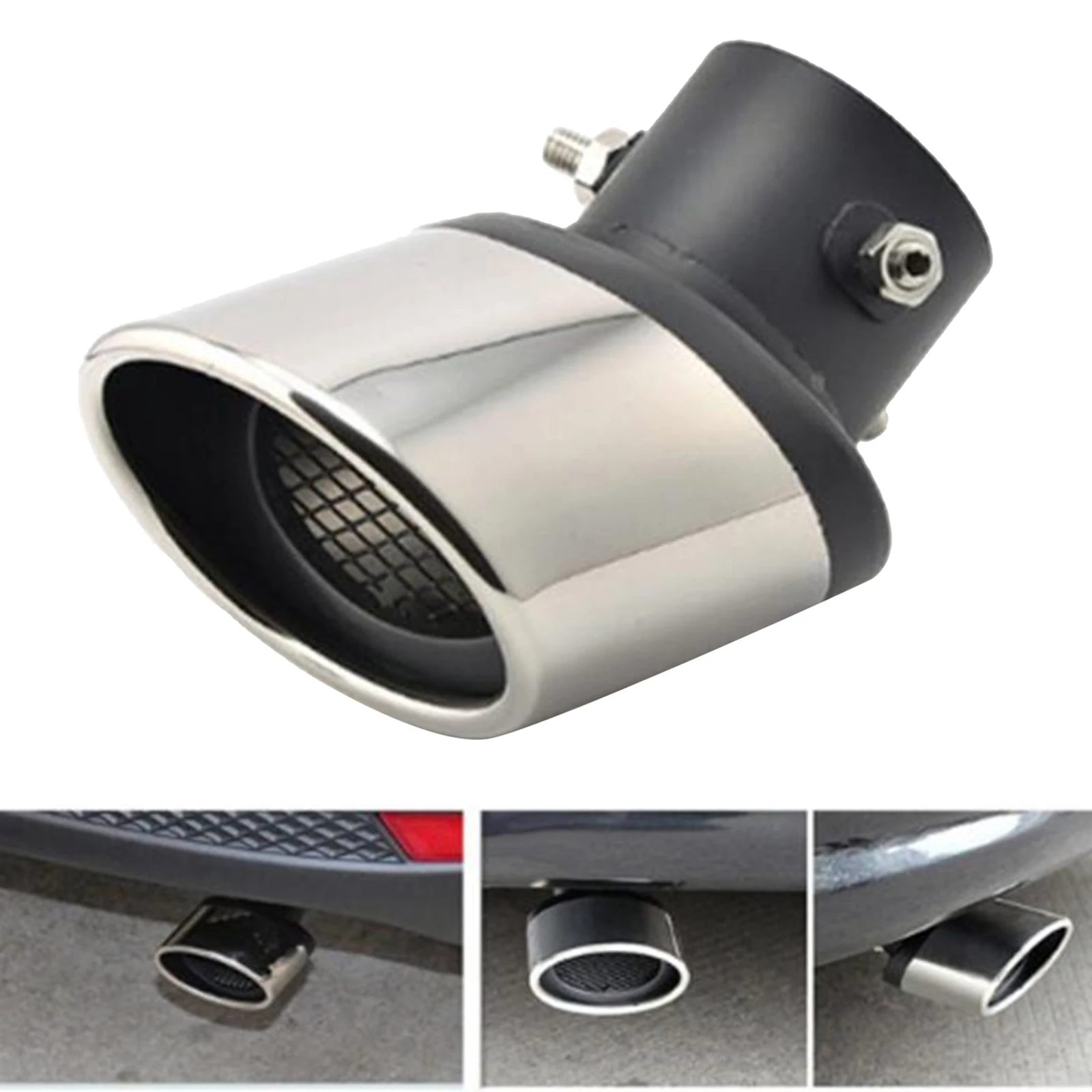 Stainless Steel Car Exhaust Pipe Tail Throat Muffler End Tip 12x10.5cm