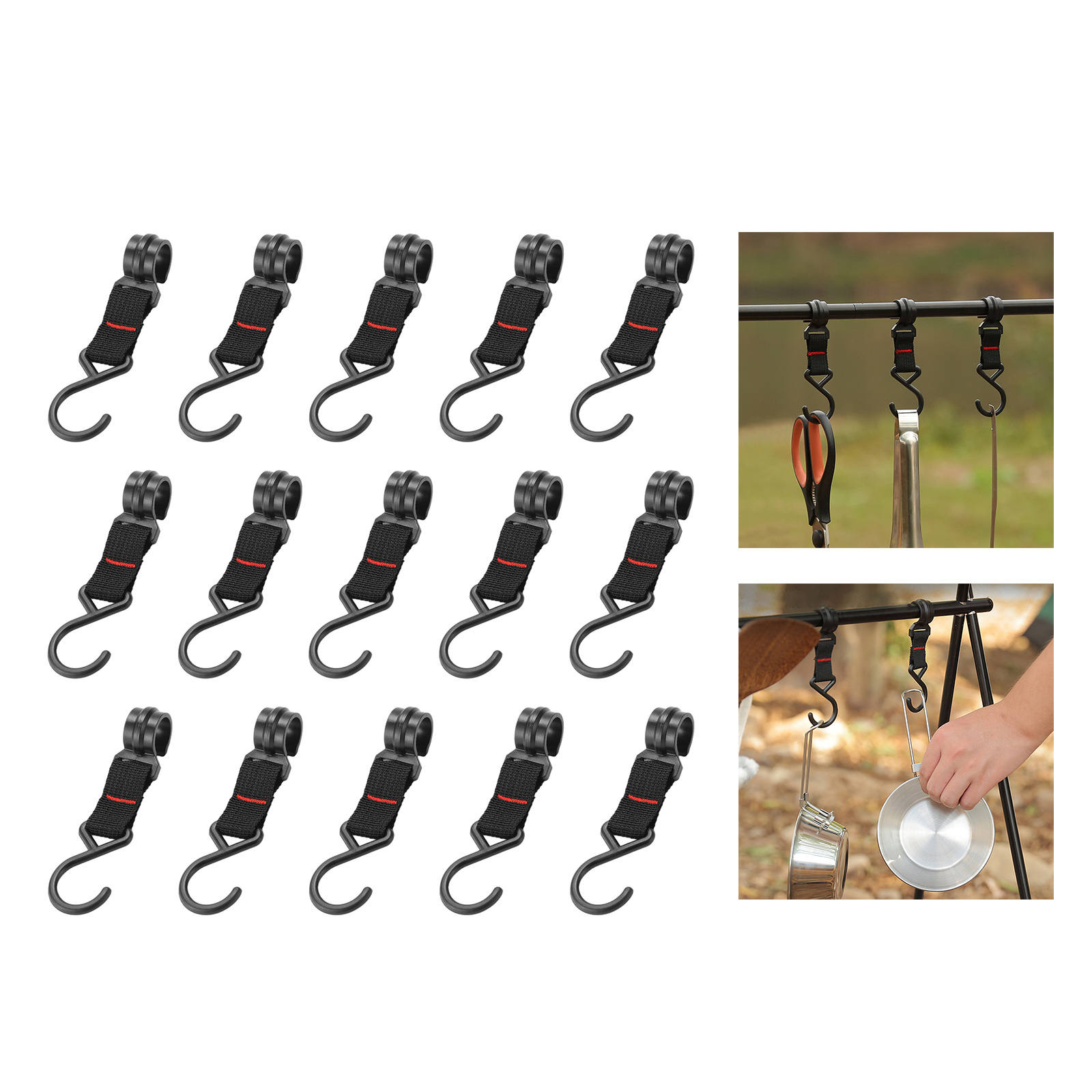10/5pcs Camping Hanging Hooks Clothes Storage Rack Hook Straps Detachable Outdoor Clothes Storage Rack Hook Straps S Type