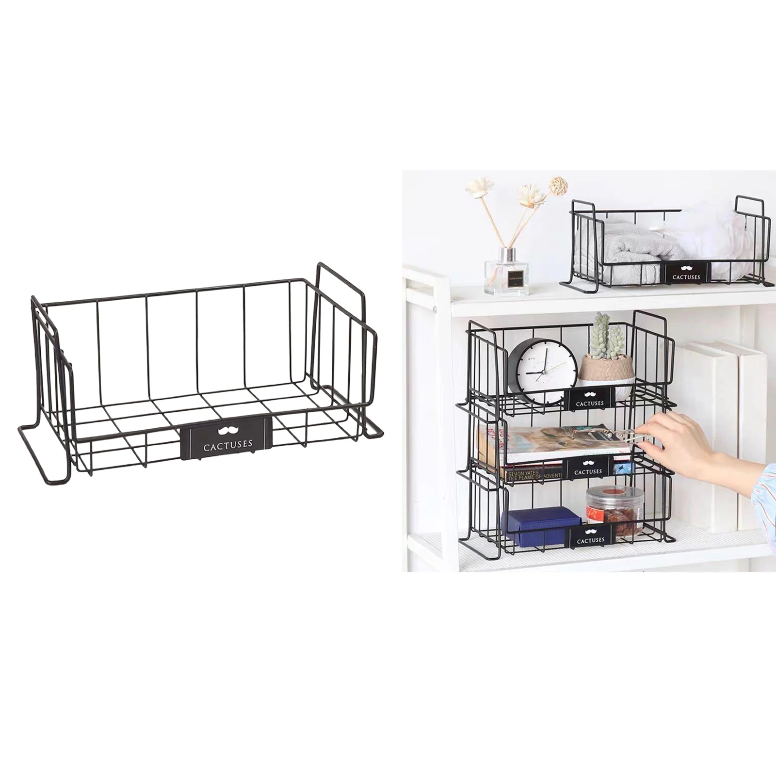 Household Wire Storage Basket Bins Organizer & Handles for Kitchen Bathroom Wire Basket Freezer Organizer