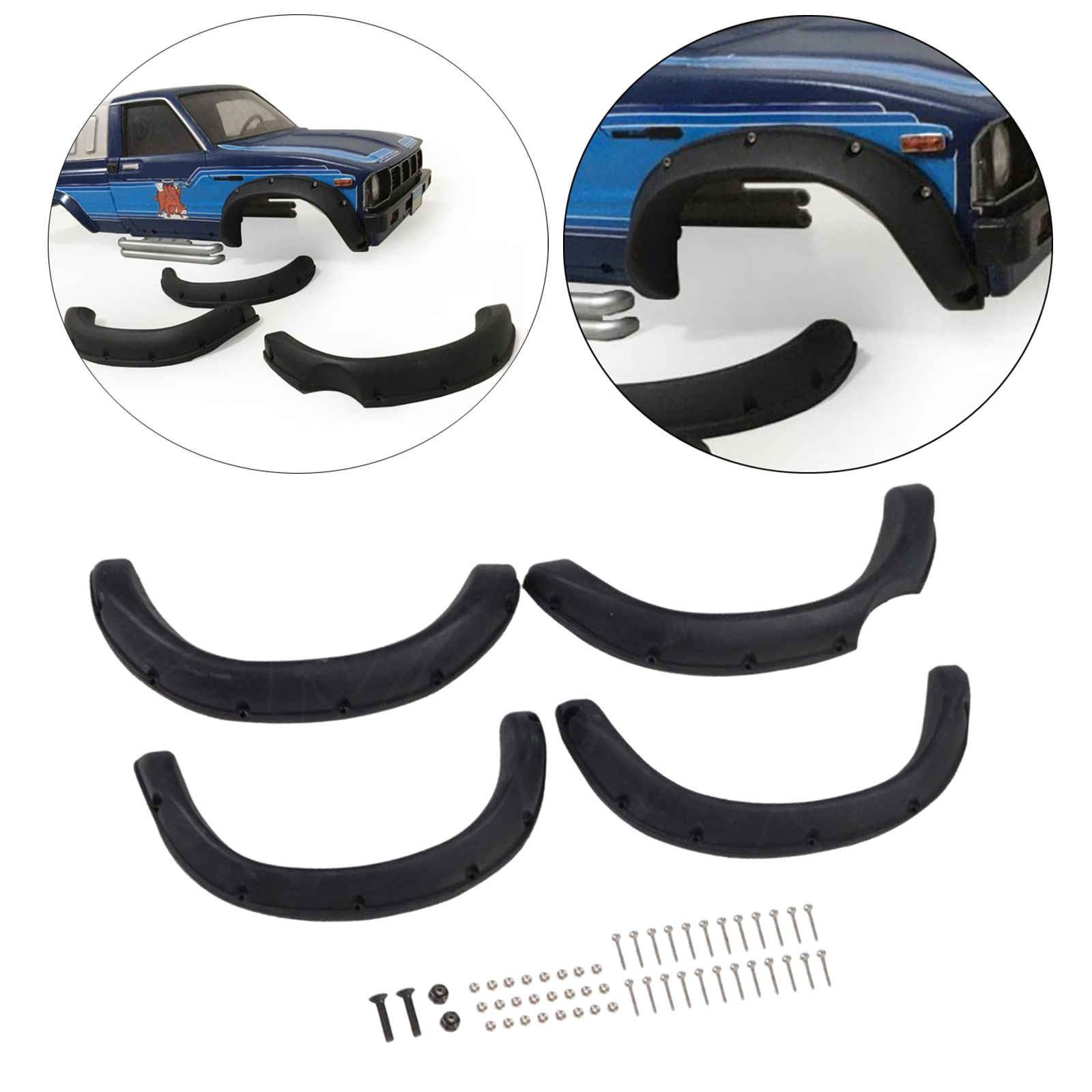 Black RC Car Fender Flares for 1:10 RC TAMIYA Hilux BRUISER  TF2 RC Car Replacements Accessories Part