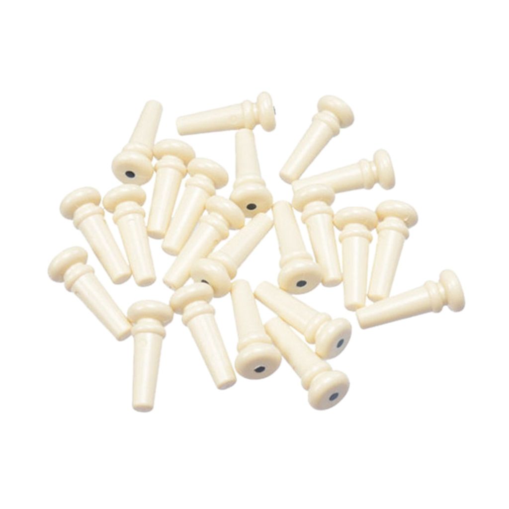 20pcs Acoustic Folk Guitar Plastic Endpins with Dot Inlay Black